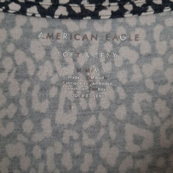AEO | Soft & Sexy Leopard Print Relaxed Fit Hi-Low Top Sz M Flawed - Picture 7 of 11